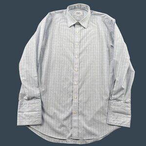 Charles Tyrwhitt French Cuff Dress Shirt Mens 16.5 34 Blue White Green Non-Iron